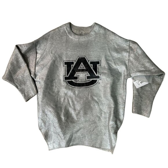 NWT Oversized Small Women's Auburn University Silver Metallic Knit Oversized Swe - Picture 7 of 7